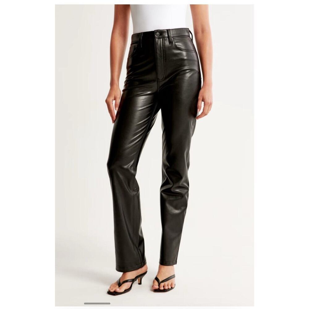 Abercrombie & Fitch Vegan Leather 90s Straight Pant Ultra High Rise 27 4R